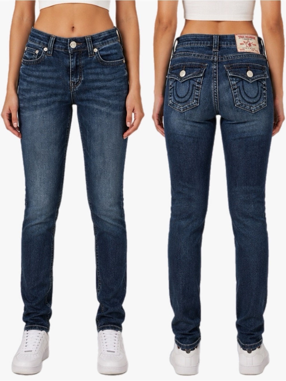 True Religion Jennie Curvy Mid Rise Super Skinny Jeans Pocket Flap Women’s Sz 29